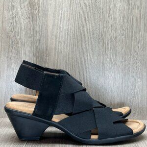 Comfortiva Sandals Women Sz 6.5M Elastic Criss Cross Strap Farrow Open Toe Black
